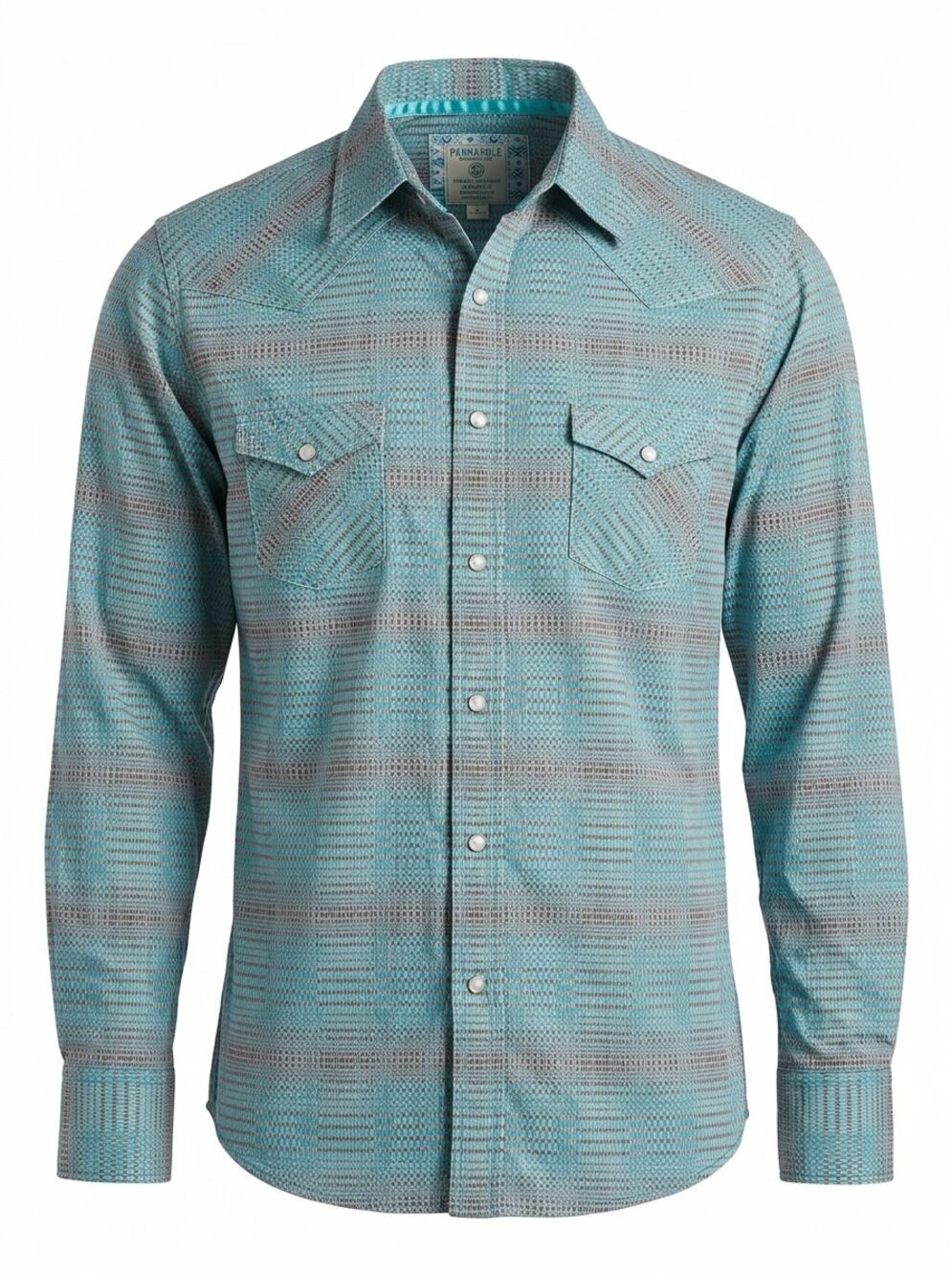 Panhandle Rough Stock Blue Striped Western Pearl Snap Shirt Men Size S